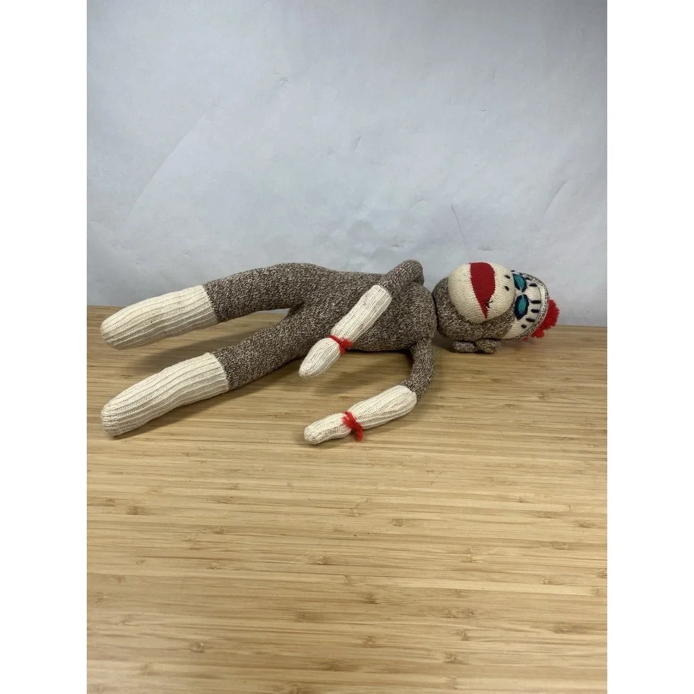 Vintage Sock Monkey Doll Knit Plush Red Heel Style Handmade 20